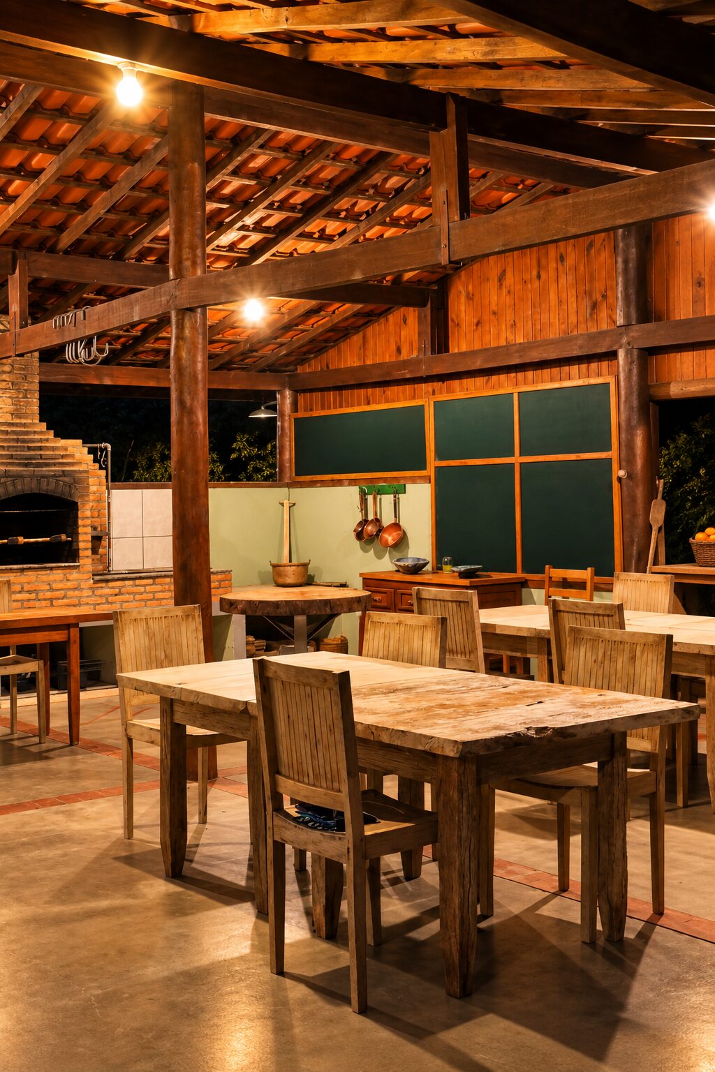 Espaço com mesas para reunir os convidados