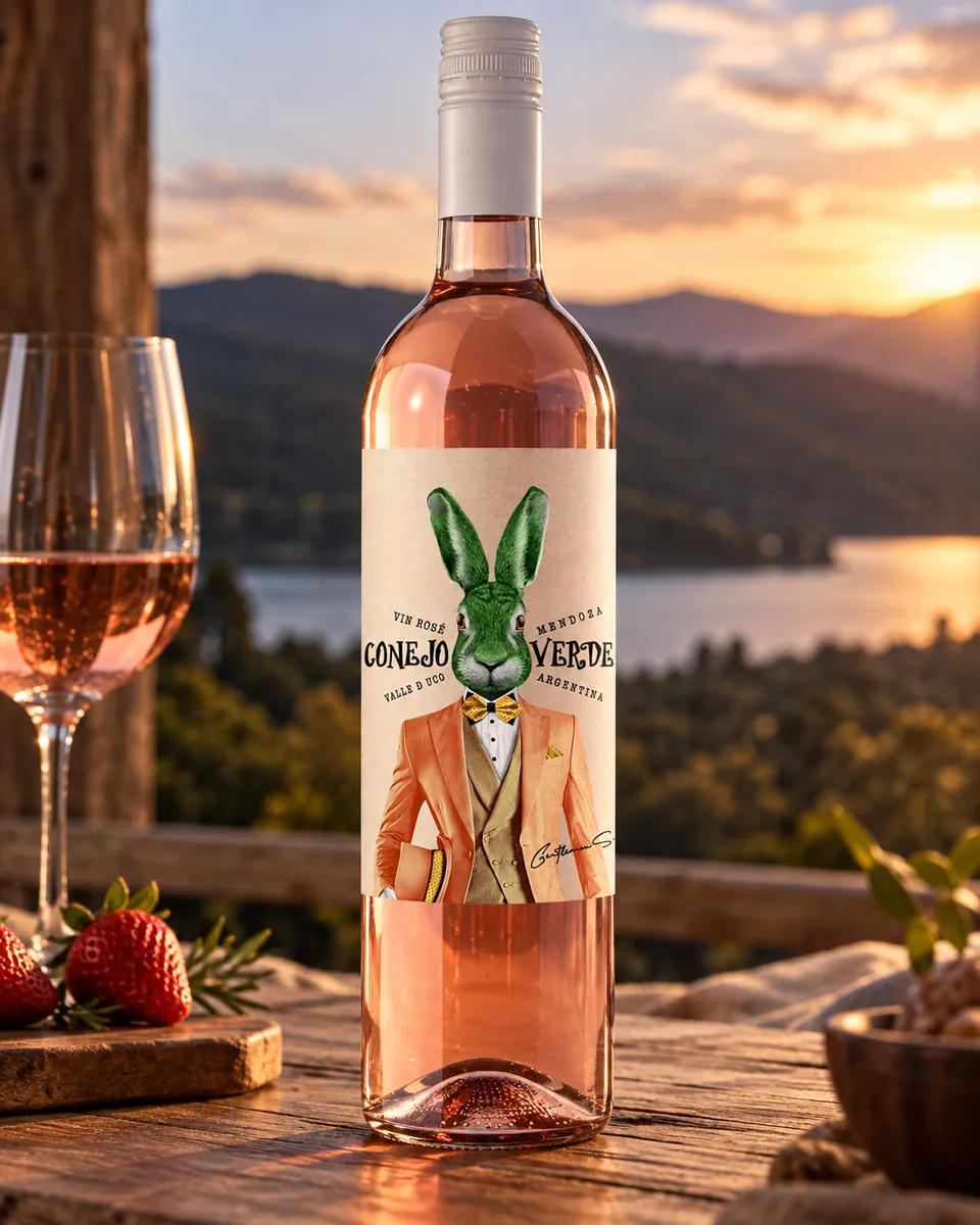 Garrafa do vinho Conejo Verde Rosé